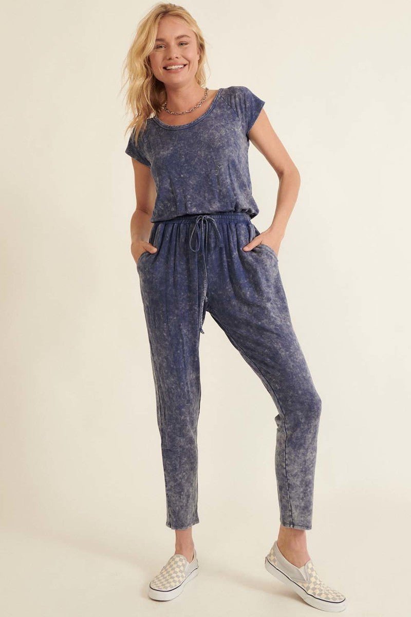 Mineral Washed Finish Knit Jumpsuit - Passion 4 Fashion USA