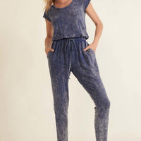 Mineral Washed Finish Knit Jumpsuit - Passion 4 Fashion USA