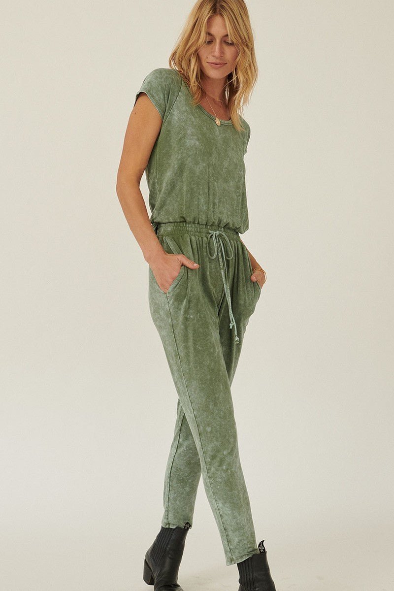 Mineral Washed Finish Knit Jumpsuit - Passion 4 Fashion USA