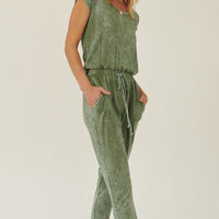 Mineral Washed Finish Knit Jumpsuit - Passion 4 Fashion USA