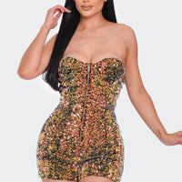 Multi Sequins Tube Top Romper - Passion 4 Fashion USA