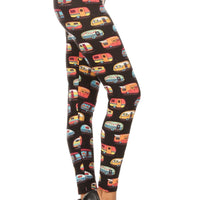 Multicolored Campers Printed, High Waisted Leggings In A Fit Style, With An Elastic Waistband - Passion 4 Fashion USA