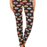 Multicolored Campers Printed, High Waisted Leggings In A Fit Style, With An Elastic Waistband - Passion 4 Fashion USA
