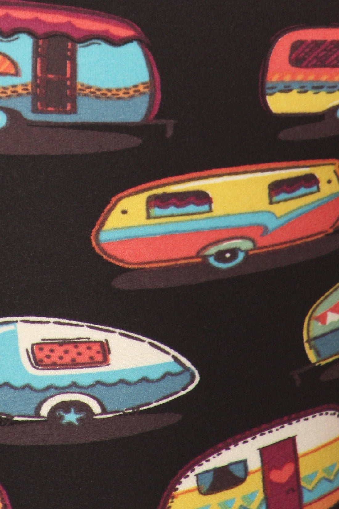Multicolored Campers Printed, High Waisted Leggings In A Fit Style, With An Elastic Waistband - Passion 4 Fashion USA