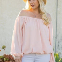 Off Shoulder Long Bubble Sleeve Solid Top - Passion 4 Fashion USA