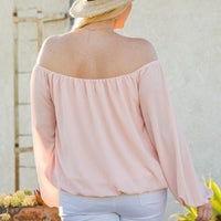 Off Shoulder Long Bubble Sleeve Solid Top - Passion 4 Fashion USA