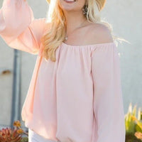 Off Shoulder Long Bubble Sleeve Solid Top - Passion 4 Fashion USA