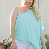 One Shoulder Long Sleeve Unbalance Top - Passion 4 Fashion USA