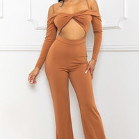 Open Shoulder Cutout Detail Jumpsuit - Passion 4 Fashion USA