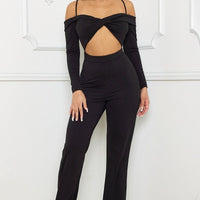 Open Shoulder Cutout Detail Jumpsuit - Passion 4 Fashion USA