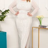 Patterned Rhinestone Plus Size Maxi Dress - Passion 4 Fashion USA