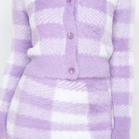 Plaid Button-front Cropped Sweater Cardigan - Passion 4 Fashion USA