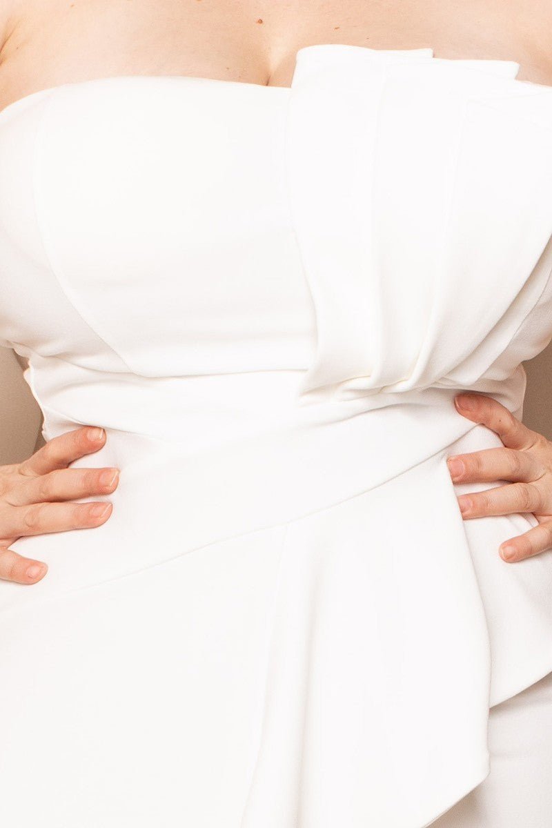 Pleated Detail Tube Top Plus Maxi Dress - Passion 4 Fashion USA