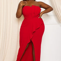 Pleated Detail Tube Top Plus Maxi Dress - Passion 4 Fashion USA