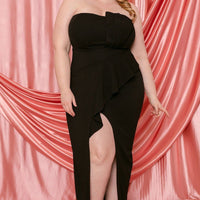 Pleated Detail Tube Top Plus Maxi Dress - Passion 4 Fashion USA