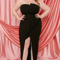 Pleated Detail Tube Top Plus Maxi Dress - Passion 4 Fashion USA