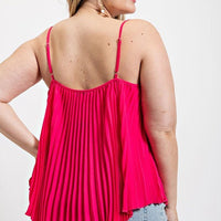 Pleated Tank Top With Adjustable Strap - Passion 4 Fashion USA