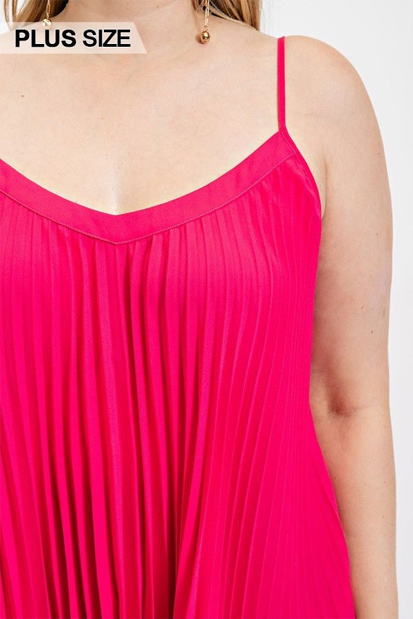 Pleated Tank Top With Adjustable Strap - Passion 4 Fashion USA