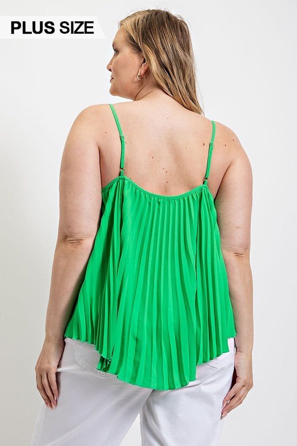 Pleated Tank Top With Adjustable Strap - Passion 4 Fashion USA