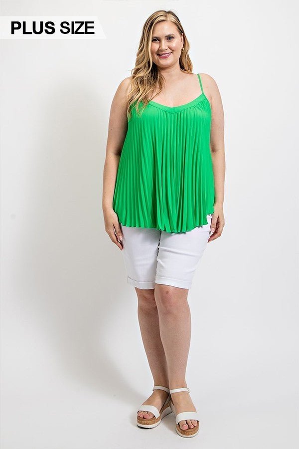 Pleated Tank Top With Adjustable Strap - Passion 4 Fashion USA