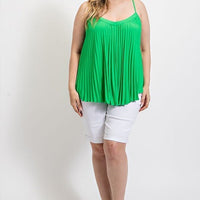 Pleated Tank Top With Adjustable Strap - Passion 4 Fashion USA