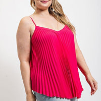 Pleated Tank Top With Adjustable Strap - Passion 4 Fashion USA