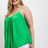 Pleated Tank Top With Adjustable Strap - Passion 4 Fashion USA