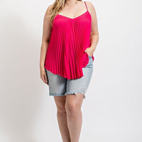 Pleated Tank Top With Adjustable Strap - Passion 4 Fashion USA