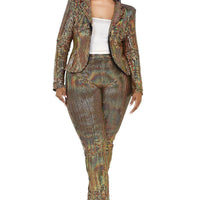 Plus Disco Metallic Sequins 2 Piece Jacket Set - Passion 4 Fashion USA