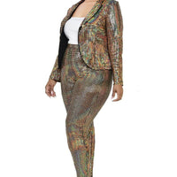 Plus Disco Metallic Sequins 2 Piece Jacket Set - Passion 4 Fashion USA