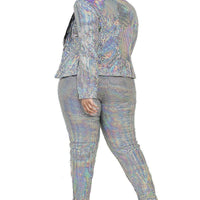 Plus Disco Metallic Sequins 2 Piece Jacket Set - Passion 4 Fashion USA
