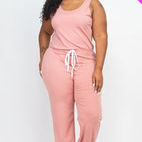 Plus Elasticized Waist Jogger Jumpsuit - Passion 4 Fashion USA