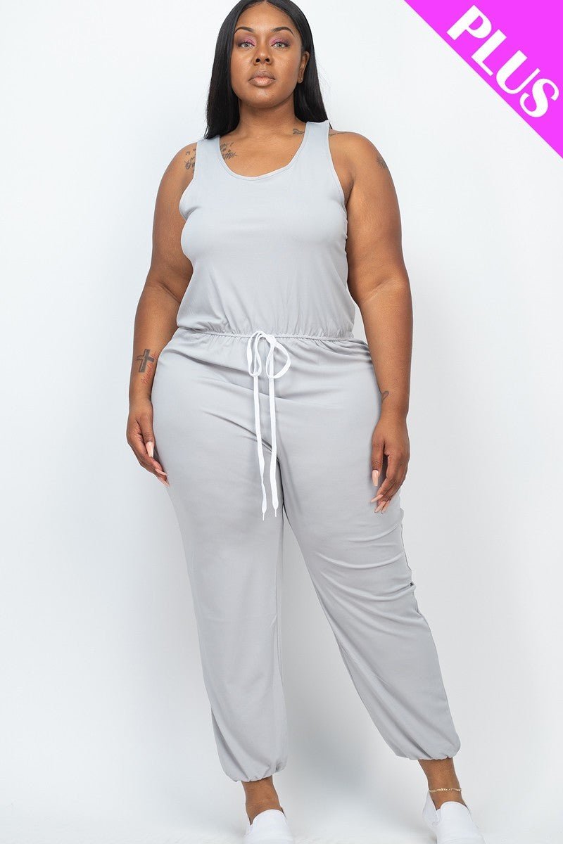 Plus Elasticized Waist Jogger Jumpsuit - Passion 4 Fashion USA