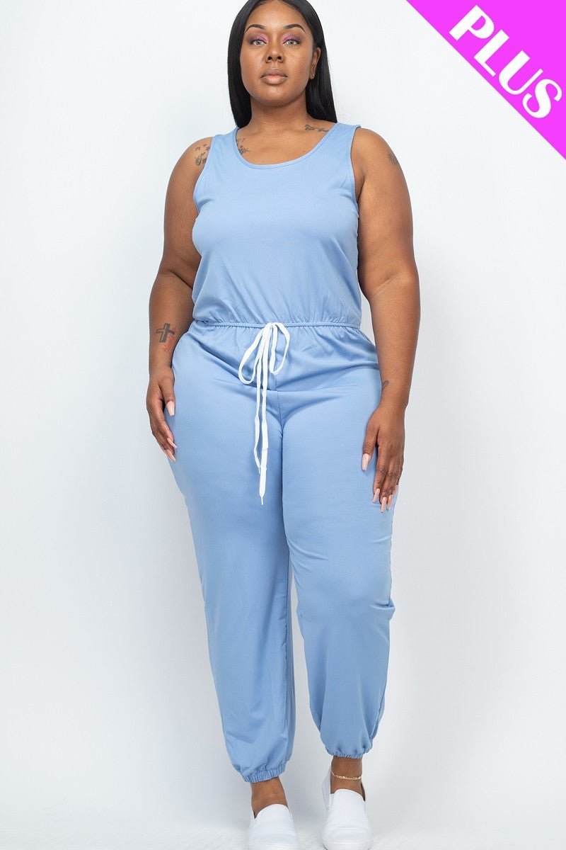 Plus Elasticized Waist Jogger Jumpsuit - Passion 4 Fashion USA