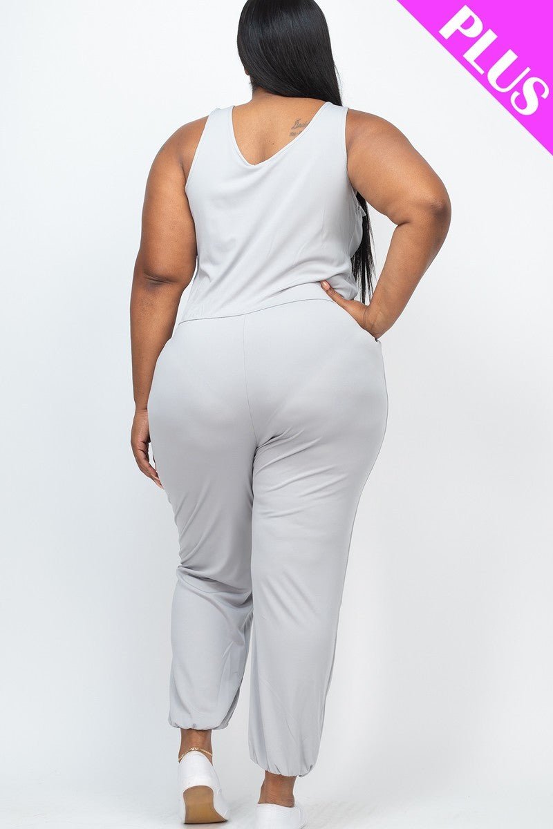 Plus Elasticized Waist Jogger Jumpsuit - Passion 4 Fashion USA