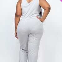 Plus Elasticized Waist Jogger Jumpsuit - Passion 4 Fashion USA