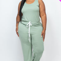 Plus Elasticized Waist Jogger Jumpsuit - Passion 4 Fashion USA