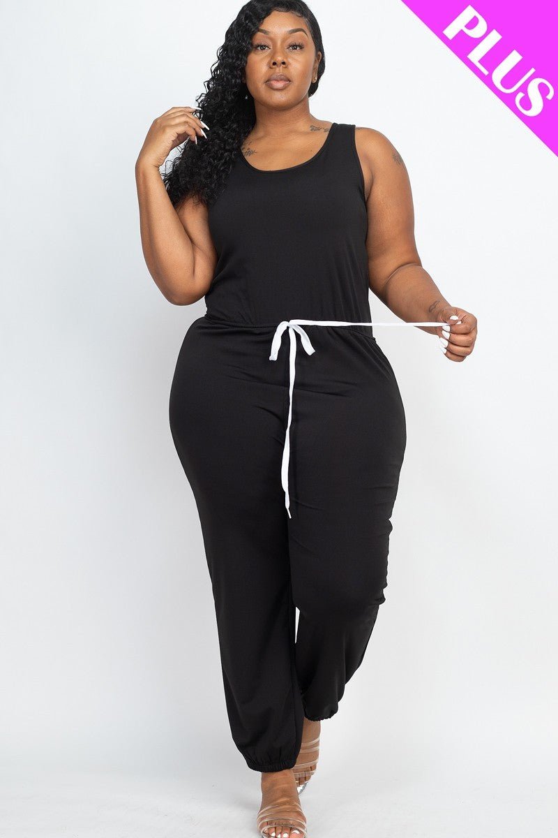Plus Elasticized Waist Jogger Jumpsuit - Passion 4 Fashion USA