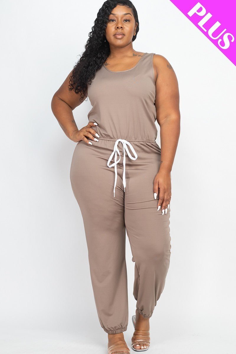 Plus Elasticized Waist Jogger Jumpsuit - Passion 4 Fashion USA