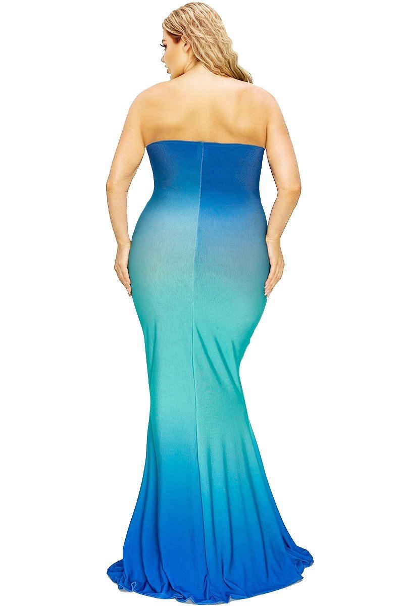 Plus hot summer gradient tube maxi dress - Passion 4 Fashion USA