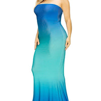 Plus hot summer gradient tube maxi dress - Passion 4 Fashion USA