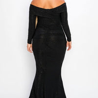 Plus Long Sleeve Off Shoulder Night Party Maxi Dress - Passion 4 Fashion USA