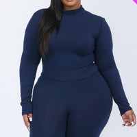 Plus Mock Neck Top & Biker Shorts Set - Passion 4 Fashion USA