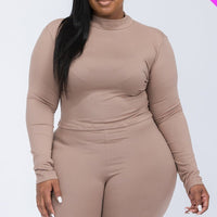 Plus Mock Neck Top & Biker Shorts Set - Passion 4 Fashion USA