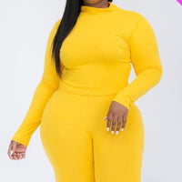 Plus Mock Neck Top & Biker Shorts Set - Passion 4 Fashion USA