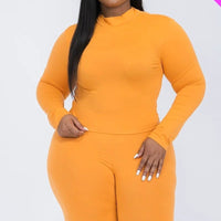 Plus Mock Neck Top & Biker Shorts Set - Passion 4 Fashion USA