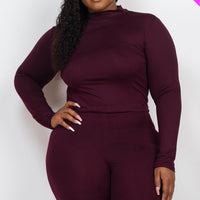 Plus Mock Neck Top & Biker Shorts Set - Passion 4 Fashion USA