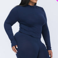 Plus Mock Neck Top & Biker Shorts Set - Passion 4 Fashion USA