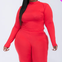 Plus Mock Neck Top & Biker Shorts Set - Passion 4 Fashion USA