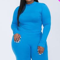 Plus Mock Neck Top & Biker Shorts Set - Passion 4 Fashion USA